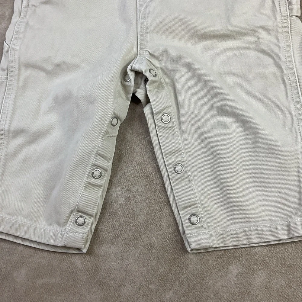 Vintage‎ Y2K Gap Kids Shortalls Short Bib Overalls Denim Beige Baby 6-12 Months